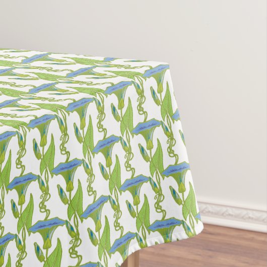 Nappe Art Nouveau bleu Ipomoea papier peint fleuri damé (In Situ)