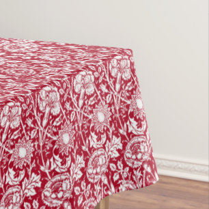 Nappe Art Nouveau Carnation Damask, rouge et blanc
