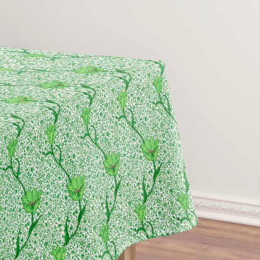 Nappe Art Nouveau Tulip Damask, Emerald Green (In Situ)