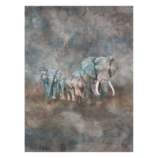 Nappe Art numérique de troupeau d'éléphant (Devant)