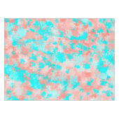 Nappe Artsy Moderne Été Corail Orange Aqua Abstrait (Devant (Horizontal))