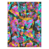Nappe Artsy Moderne Neon Couleurs Noir Abstrait Peinture (Devant)