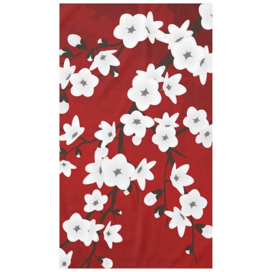 Nappe Asie Floral blanc cerisier rouge (Devant)