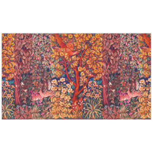 Nappe AUTUMN FOREST ANIMALS Haricots, faisan, Floral rou