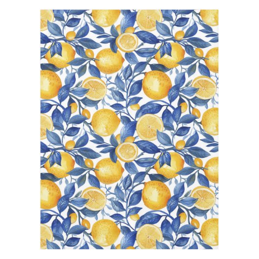Nappe Azulejo Lemons Feuilles bleus (Devant)