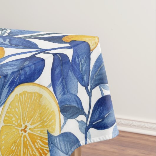 Nappe Azulejo Lemons Feuilles bleus (In Situ)