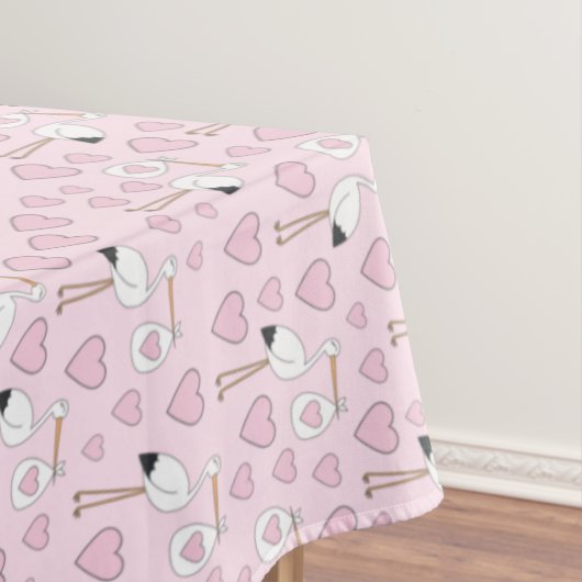Nappe Baby shower cigogne rose fille mignonne dessin (In Situ)
