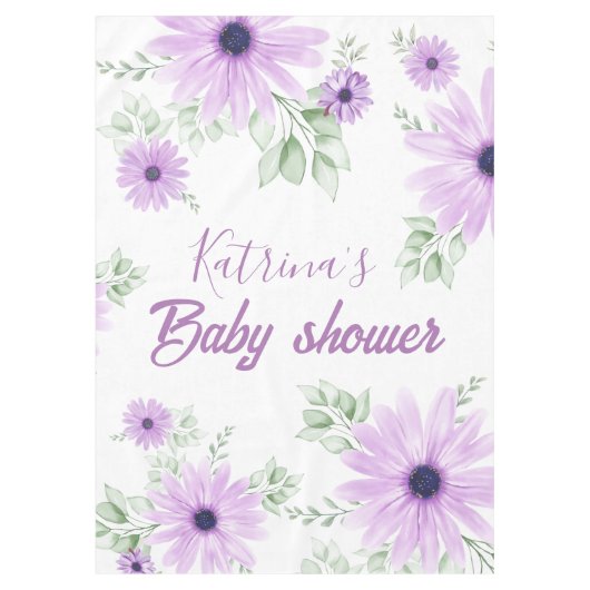 Nappe Baby shower personnalisé de fleurs d'aquarelle vio (Devant)