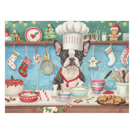 Nappe Baking pour les vacances de Boston Terrier : Noël (Devant (Horizontal))