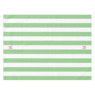 Nappe Bande de cabane verte et monogramme rose personnal