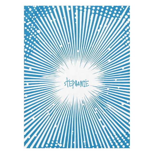 Nappe Bande dessinée Pop Art Explosion - Bleu et Blanc (Devant)