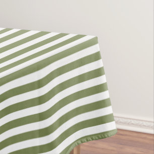 Nappe Bandes de bonbons vert olive et blanc