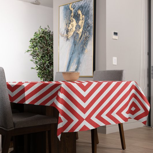 Nappe Bandes diagonales blanches rouges