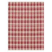 Nappe Bandes Plaid Crème Rouge (Devant)