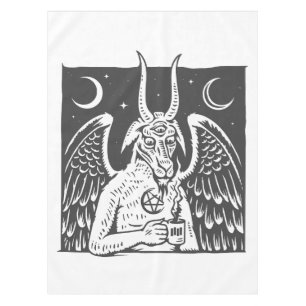 Nappe baphomet pentagram lune café démon blanc