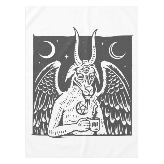 Nappe baphomet pentagram lune café démon blanc (Devant)