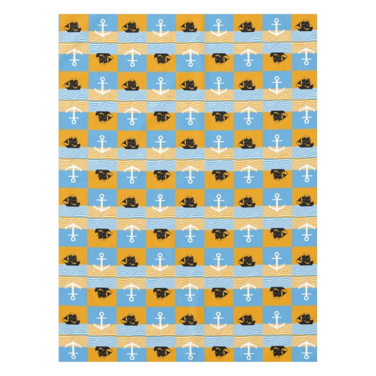 Nappe Bateau à voile et motif d'ancre (Devant)
