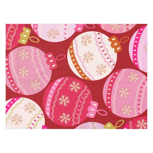 Nappe Baubles De Noël Rose Et Rouge (Devant (Horizontal))