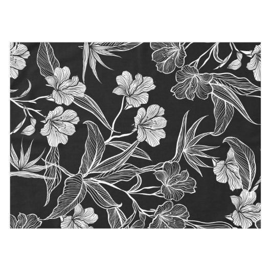 Nappe Beau motif floral noir et blanc simple (Devant (Horizontal))