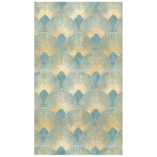 Nappe Beau motif ventilateur, or turquoise, motif Art Dé