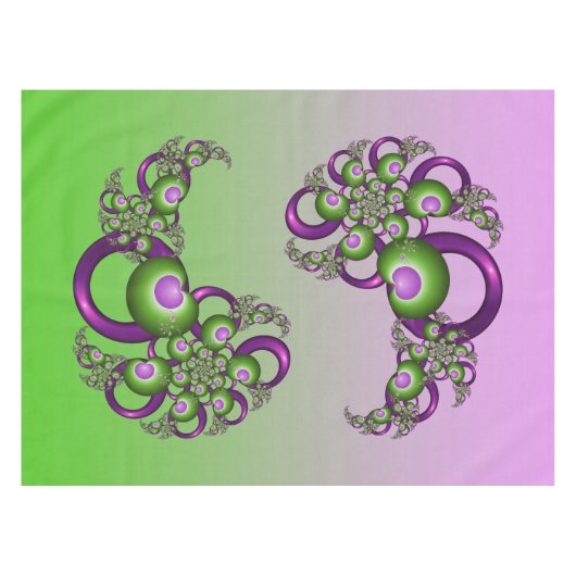 Nappe Beaux cœurs verts roses modernes abstrait fractal (Devant (Horizontal))