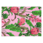 Nappe Beaux Feuilles verts tropicaux aux fleurs rouges | (Devant (Horizontal))
