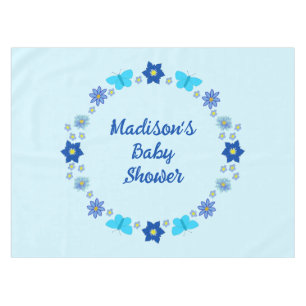 Nappe Bébé bleu Papillons et Baby shower de fleurs