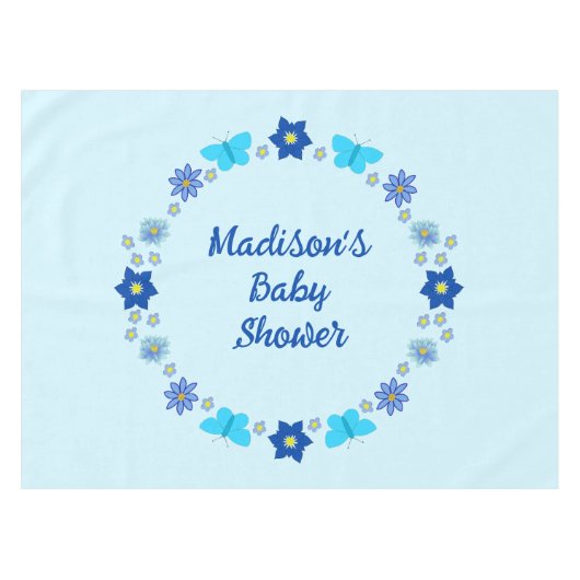 Nappe Bébé bleu Papillons et Baby shower de fleurs (Devant (Horizontal))