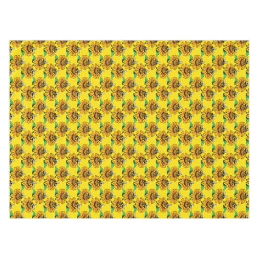 Nappe Bee on Sunflower Flower Pattern Design Yellow  (Devant (Horizontal))