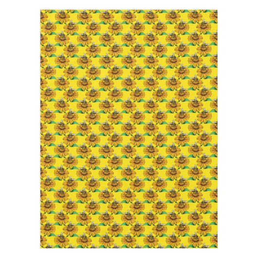 Nappe Bee on Sunflower Flower Pattern Design Yellow  (Devant)