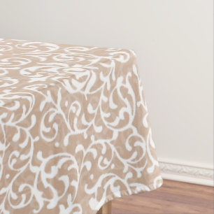 Nappe Beige et blanc Floral Damask Victorian Vintage