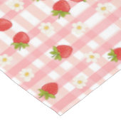 Nappe Belle fraise et fleurs sur en vichy rose (Angle)