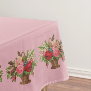 Nappe belle impression de panier de fleurs victoriennes