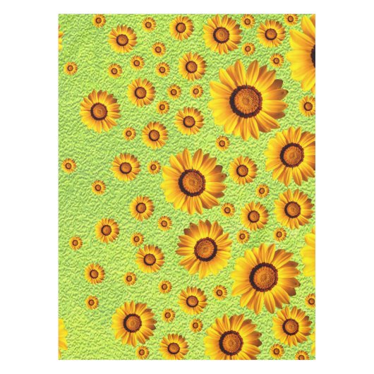 Nappe Belles fleurs jaunes sur vert abstrait (Devant)