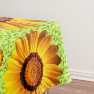 Nappe Belles fleurs jaunes sur vert abstrait
