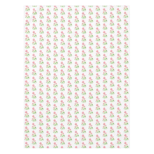 Nappe Belles fleurs roses sur blanc (Devant)