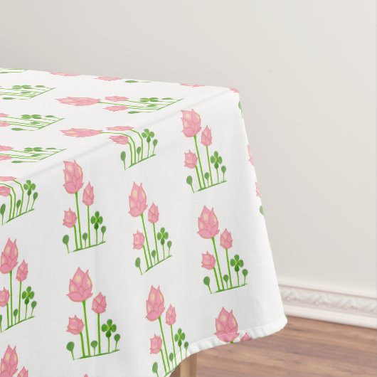 Nappe Belles fleurs roses sur fond blanc (In Situ)