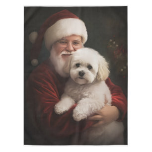 Nappe Bichon Frise avec le Père Noël Festif de Noël