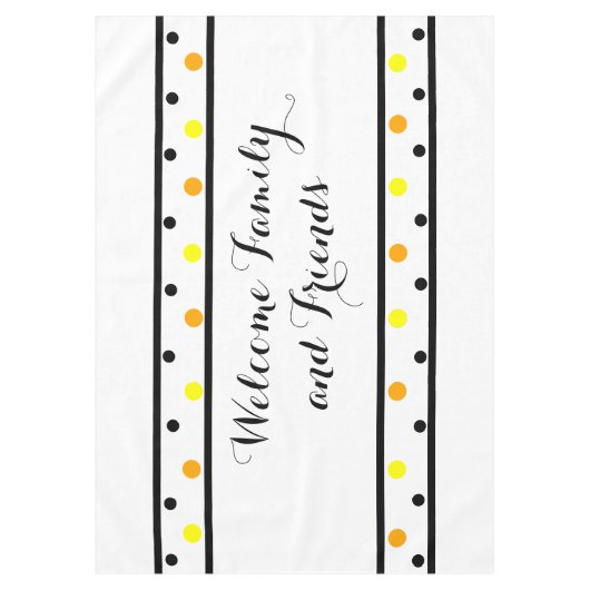 Nappe Bienvenue Amis Orange Points Jaunes (Devant)