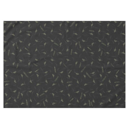 Nappe Birds Leaves Charcoal Black Green Brown Grey (Devant (Horizontal))