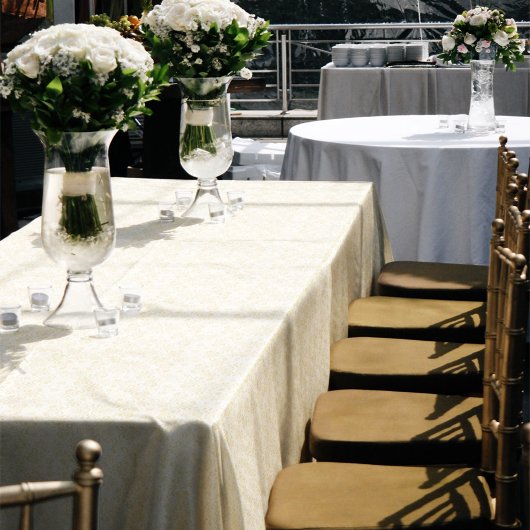 Nappe Blanc Élégant Dentelle Formel Ton Doré Profond