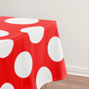 Nappe Blanc sur rouge grand format Pois