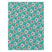 Nappe Blanc Turquoise Jaune orange Rouge Fleurs de margu (Devant)