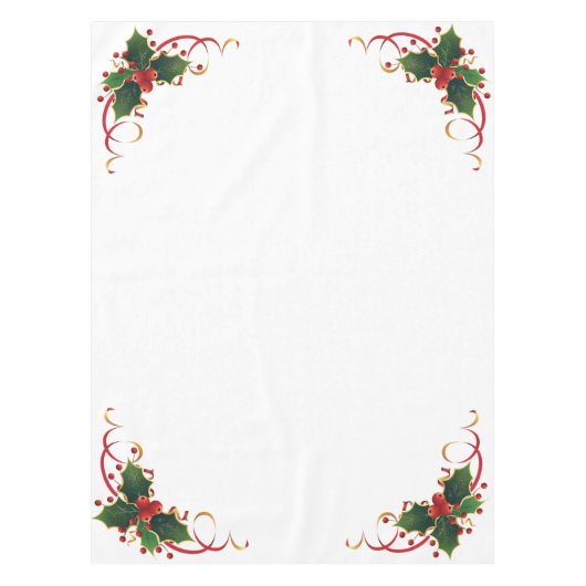 Nappe blanche Holly de Noël (Devant)