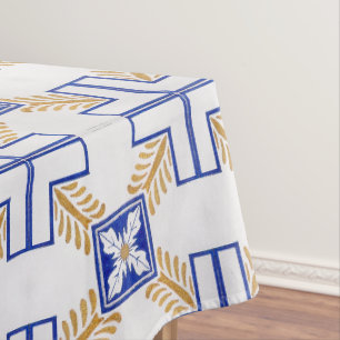 Nappe Bleu Blanc Jaune Azulejo Portugais Carreaux Motif