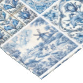 Nappe Bleu Chic toile blanche de jouy Poupées et fleurs (Angle)