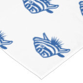 Nappe Bleu côtier poisson blanc motif moderne été amusan (Angle)