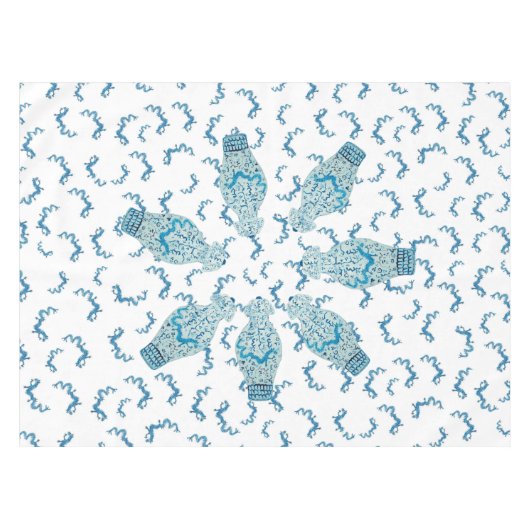 Nappe Bleu Dragons Chinoiserie Ginger Jar Jars Table (Devant (Horizontal))