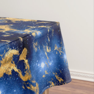 Nappe Bleu Éblouissant, Marbre Galaxie Blanc & Or