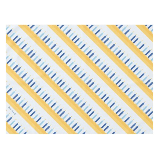 Nappe Bleu et or de Hanoukka Menorah (Devant (Horizontal))